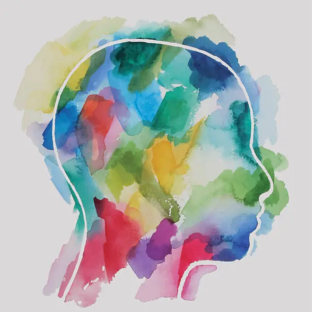 Vector illustration of Watercolor Child Head