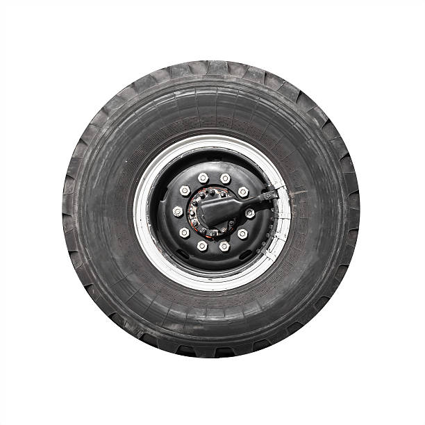 istock Truck wheel isolated on white 585778360