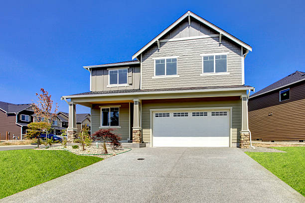 istock Typical American Northwest style new development house exterior. 585779692