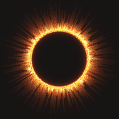 Vector Fire circle with fiery rays.