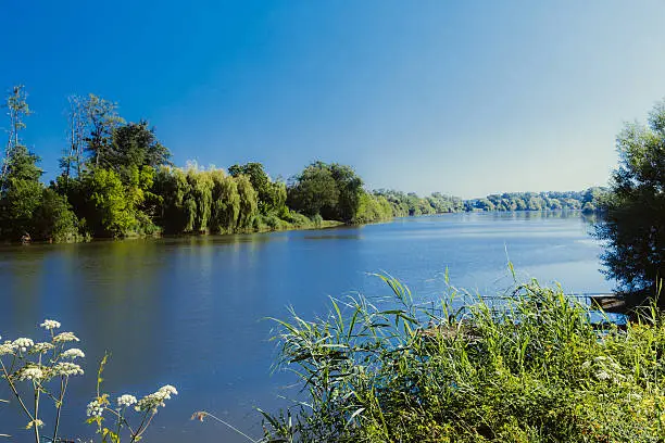 The River Dore at Branne in the Bordeaux region of France.