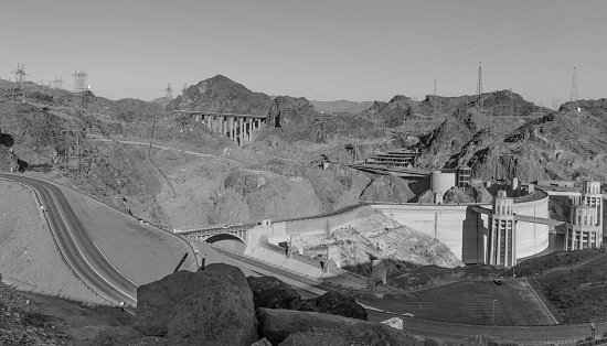 Las Vegas, Nv, United States - May 9, 2016: Vistas of Hoover Dam, Lake Mead and the Mike O'CallaghanâPat Tillman Memorial Bridge located near to Las Vegas, Nevada.