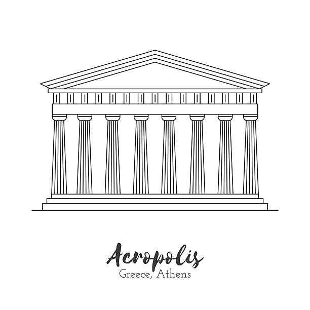 illustrations, cliparts, dessins animés et icônes de point de repère européen dans l’illustration vectorielle de ligne mince - parthenon