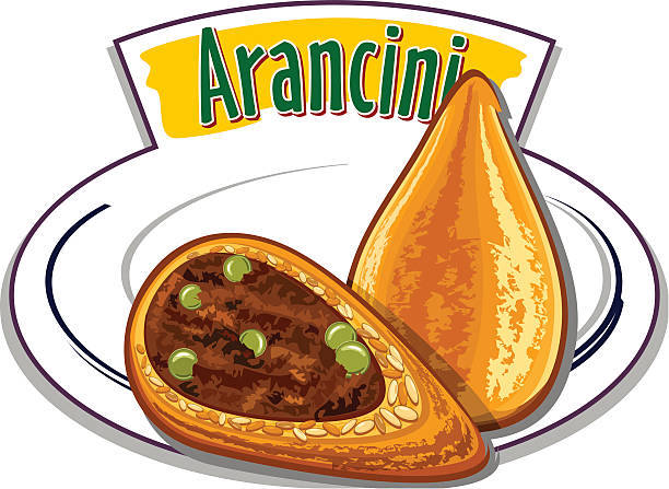 ilustraciones, imágenes clip art, dibujos animados e iconos de stock de comida italiana - arancini - vector - croquetas