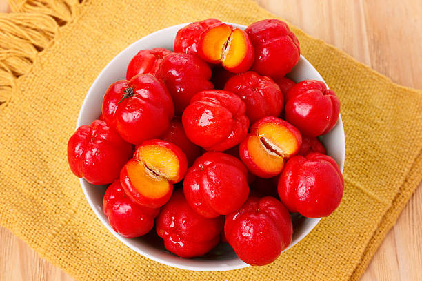 istock Malpighia glabra (red acerola), tropical fruit 585784992