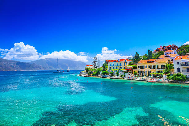 Fiskardo beach Fiskardo beach, Kefalonia island, Greece kefalonia stock pictures, royalty-free photos & images