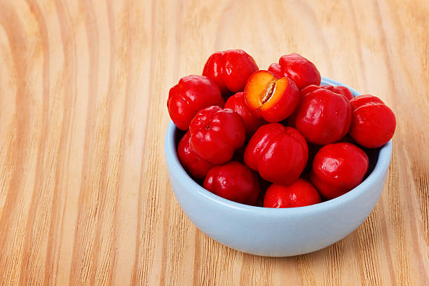 istock Malpighia glabra (red acerola), tropical fruit 585785802
