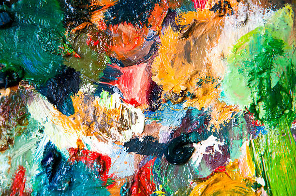 istock Oil paints multicolored closeup abstract background 585793052