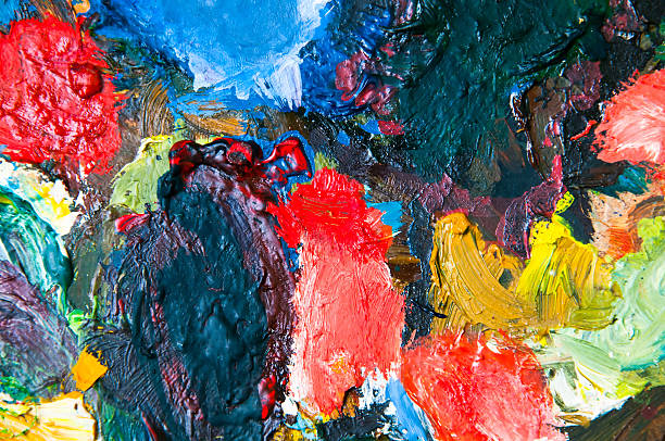 istock Oil paints multicolored closeup abstract background 585795624