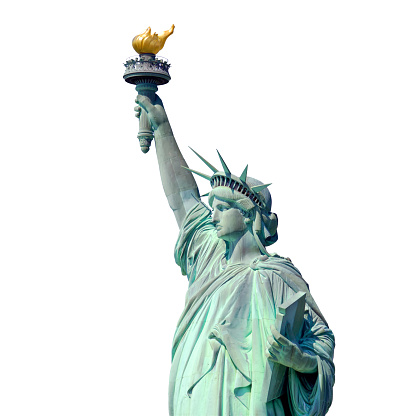 Statue of Liberty in New York isolated on white background