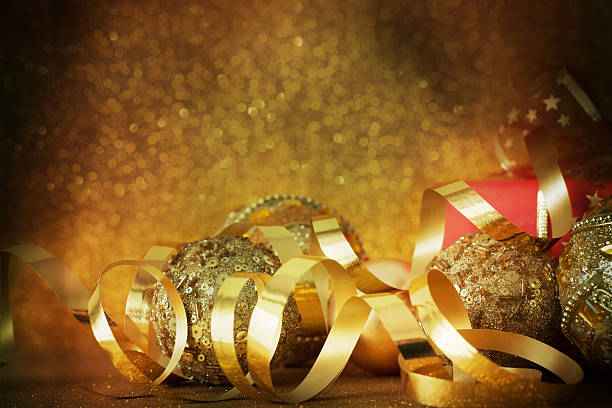 istock Christmas gift box with christmas balls 585796824