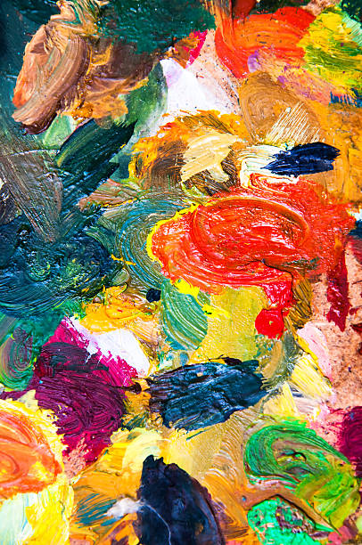 istock Oil paints multicolored closeup abstract background 585796930