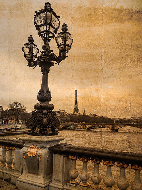 Postcard of Paris in vintage look stock photo
