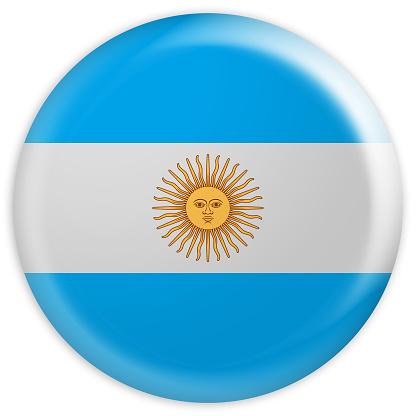 Glossy Badge Flag of Argentina, 3d illustration