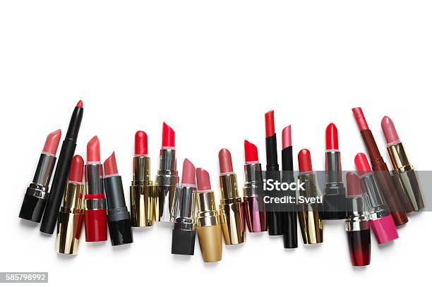 Colorful Cosmetic Lipsticks Set Stock Photo - Download Image Now - Lipstick, In A Row, Make-Up