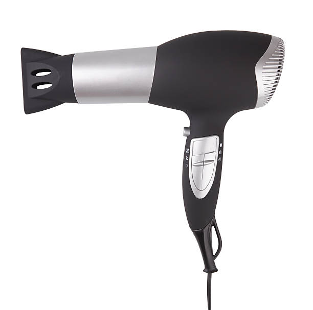 asciugacapelli - hair dryer single object plastic black foto e immagini stock