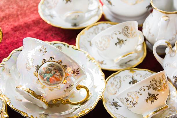 istock Vintage tea set at a flea market 585800012
