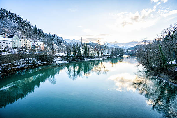 istock Beautiful view over river in Fussen,Germany 585800556