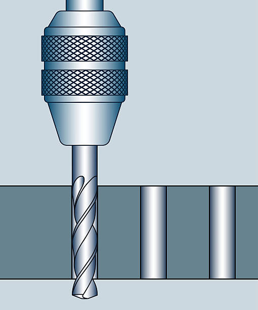 Hole drilling process Illustration of the hole drilling process knurl stock illustrations