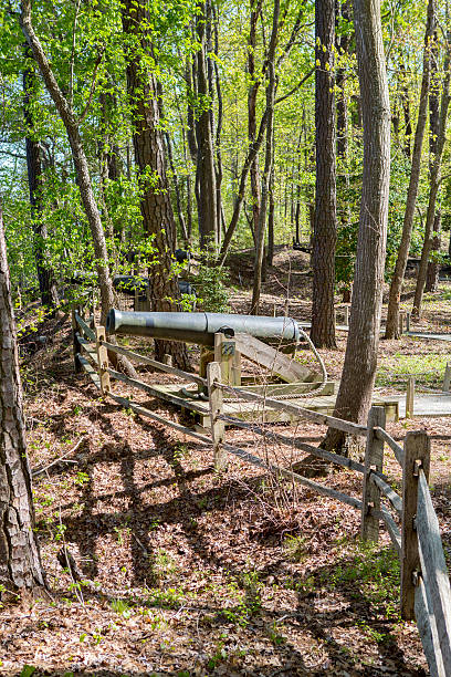 Cannon sitting on a defesive bluff Fort Huger