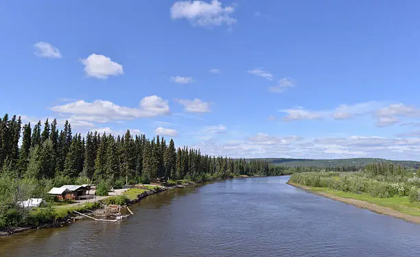 Chena river cuts through the city of Fairbanks in Central Alaska.