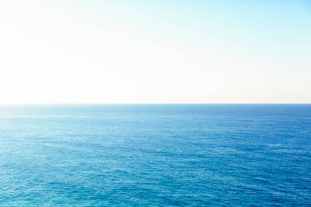 Ocean and clear sky, beautiful nature background with copy space, full frame horizontal composition