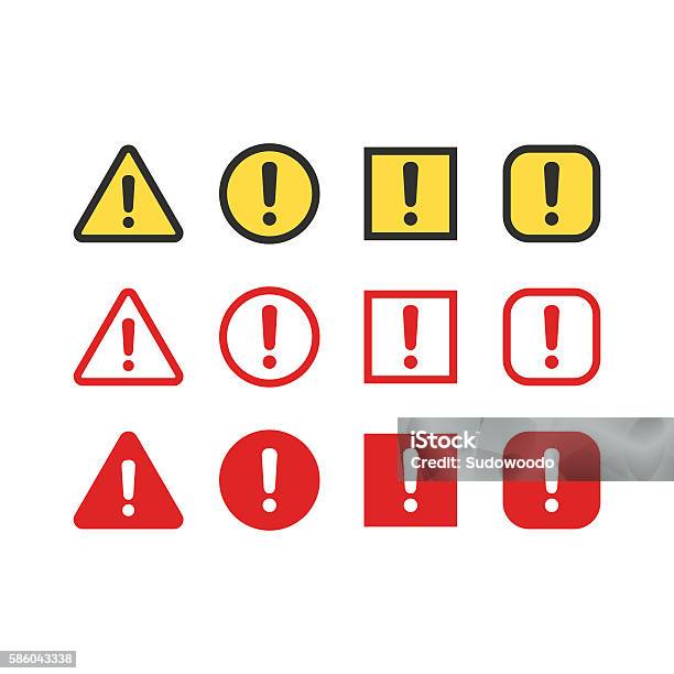 Warning Signs Set Stock Illustration - Download Image Now - Icon Symbol, Danger, Warning Sign