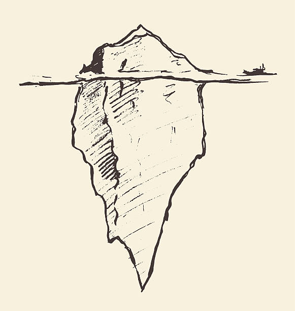 ilustrações, clipart, desenhos animados e ícones de esboço de um iceberg com vetor de quebra-gelo. - iceberg ice mountain arctic