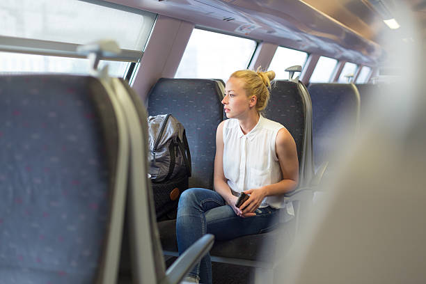 istock Woman travelling by train. 586046316