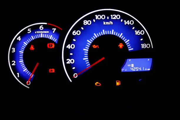 Photo of Car dashboard with blue light