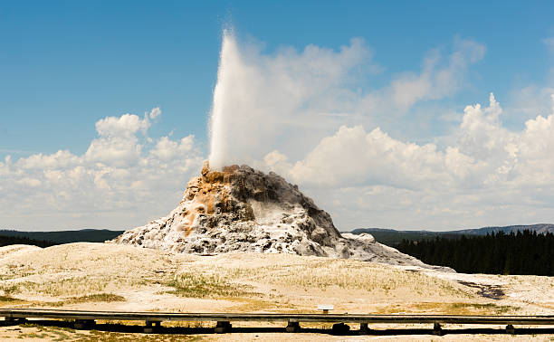 istock White Dome Geyser Erupting Yellowstone National Park Geothermal 586050546
