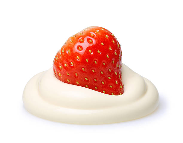 istock Cream with berry strawberry isolated 586050948
