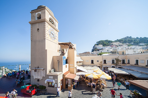 Capri, Italy - July 19, 2014: The main square of Capri called \