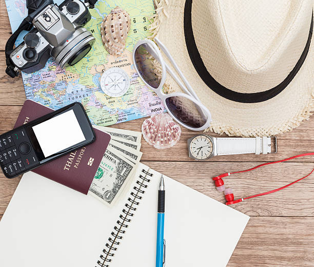istock Travel concept on wooden table 586051756