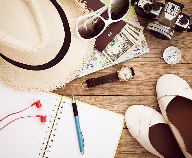 istock Travel concept on wooden table 586051912