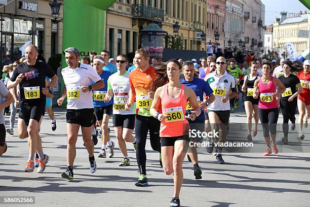 Novi Sad Serbia April 03 Starting Runners Participants Stock Photo - Download Image Now