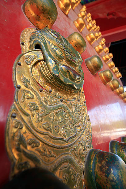 istock Ancient Chinese architecture copper door knocker 586055086