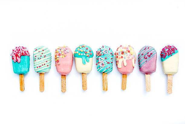 different variants of cake pops - lollipop isolated multi colored candy imagens e fotografias de stock