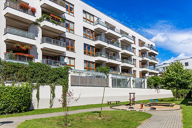 istock Modern white apartment building, Warsaw,  Poland 586058164