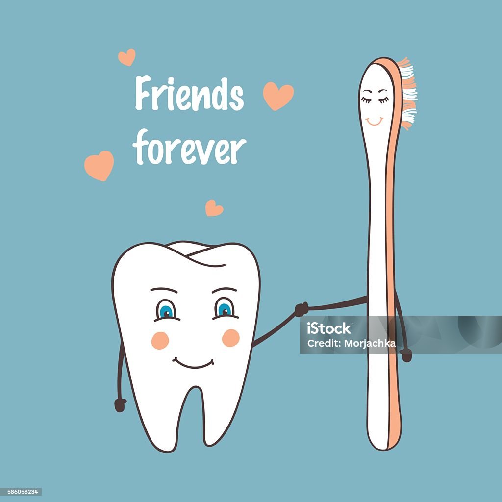 Nhân Vật Hoạt Hình Răng Và Bàn Chải Đánh Răng Hạnh Phúc Dừng ...