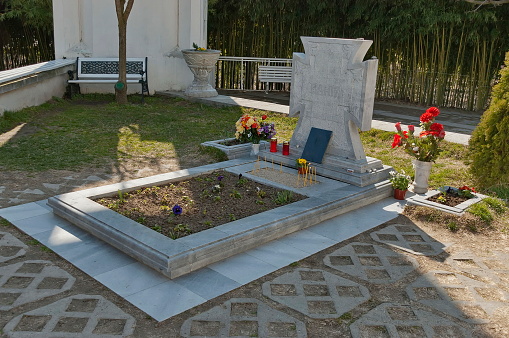 Rupite, Bulgaria - March 18, 2012: Tomb of prophet bulgarian Baba Vanga at Rupite her favourite place, Bulgaria. Visit in place. 