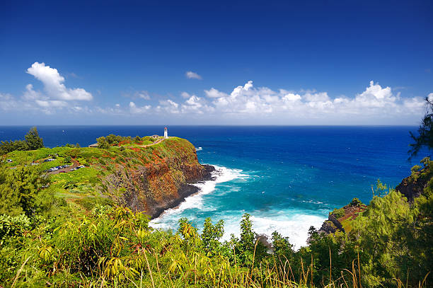 Kilauea lighthouse bay on a sunny day in Kauai, Hawaii