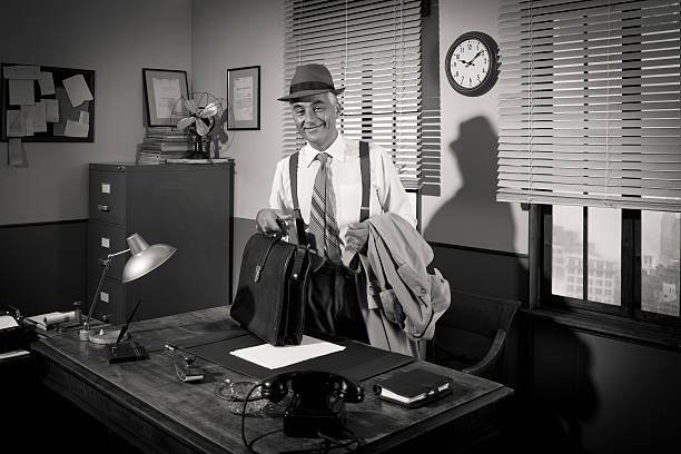 istock Businessman arriving at workplace 586060350