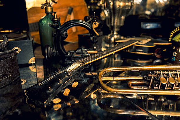 istock Collection of old instruments with a grunge decor 586063048