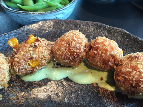 Appetizer of crab croquettes