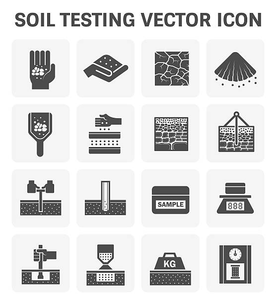 Soil test icon Vector icon of soil and soil testing. soil sample stock illustrations