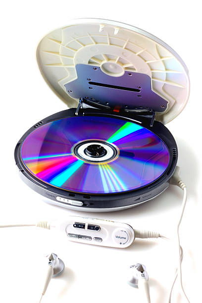 istock Portable CD audio player isolated on white background 586067328