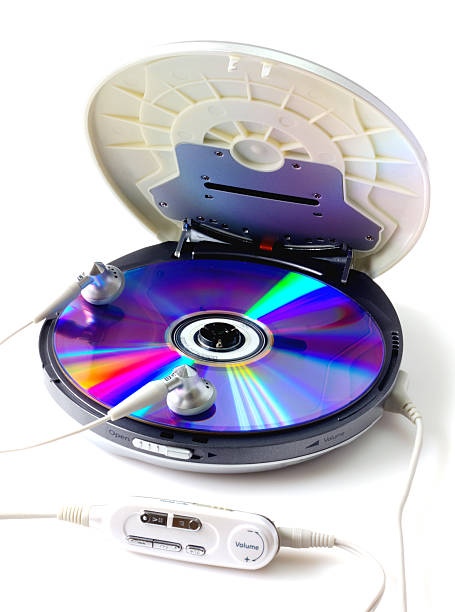 istock Portable CD audio player isolated on white background 586067440