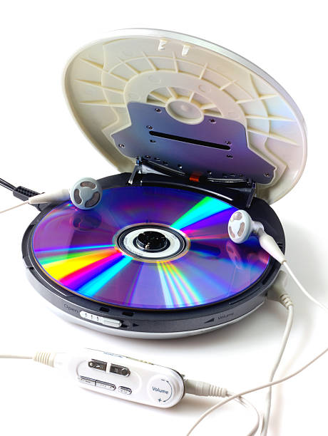 istock Portable CD audio player isolated on white background 586067646