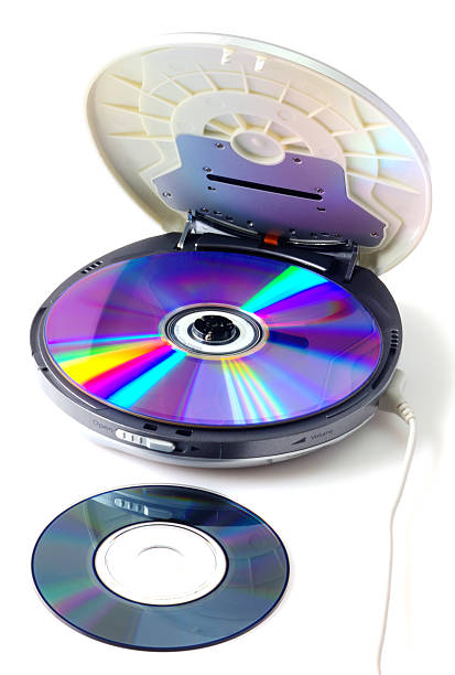 istock Portable CD audio player isolated on white background 586067774